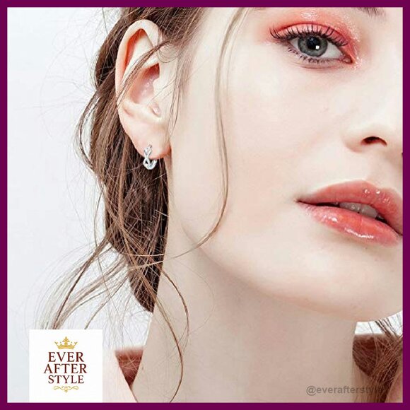 Sterling Silver Infinity Hoop Earrings Elegant Minimal Chic Huggie Hoops - Picture 4 of 7